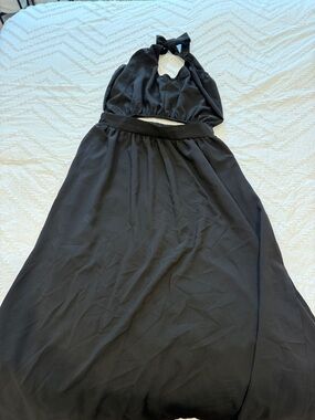 Black Halter Cutout Maxi Dress